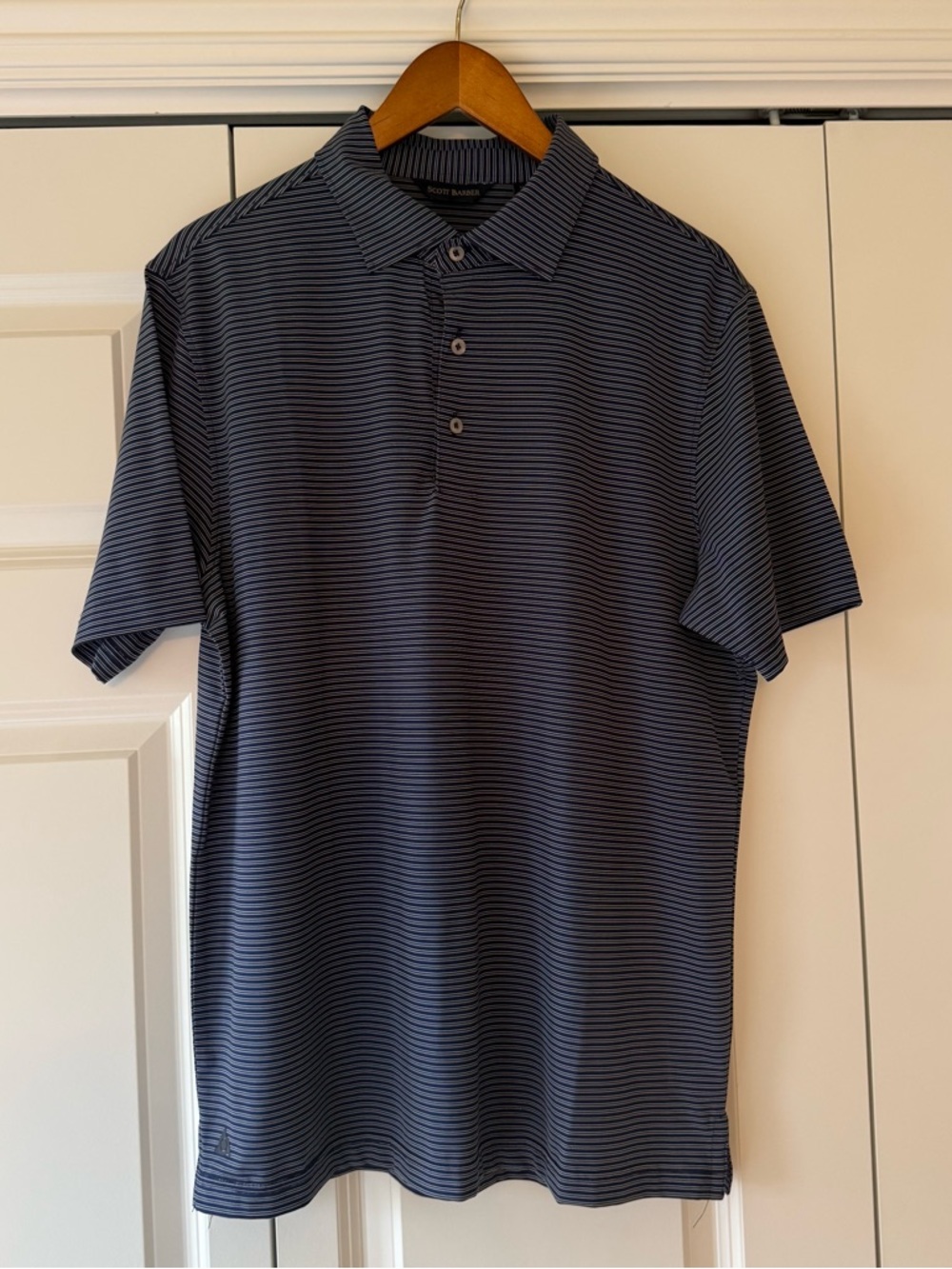Scott Barber Blue Striped Polo Shirt M